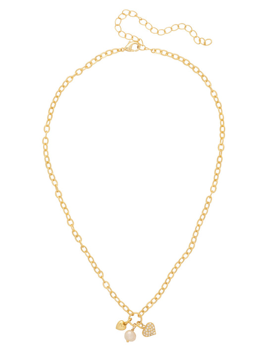 Sorrelli Crystal Heart & Pearl Charm Pendant Necklace