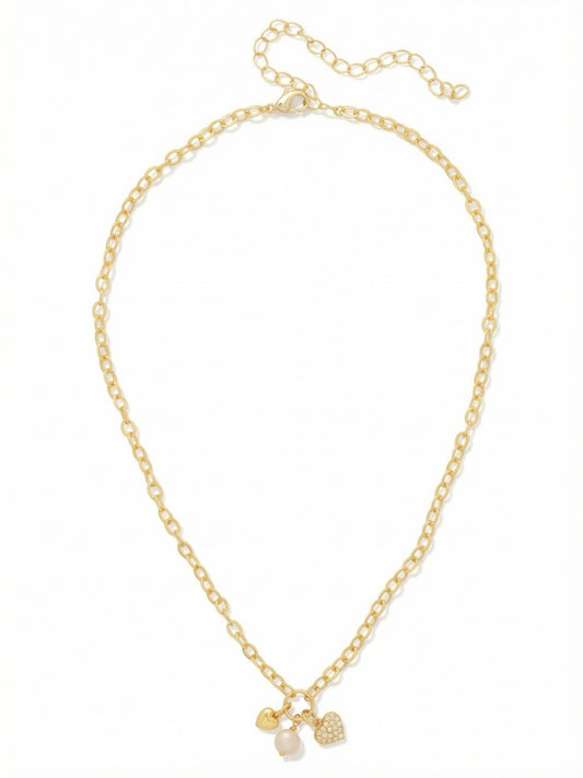 Sorrelli Crystal Heart & Pearl Charm Pendant Necklace