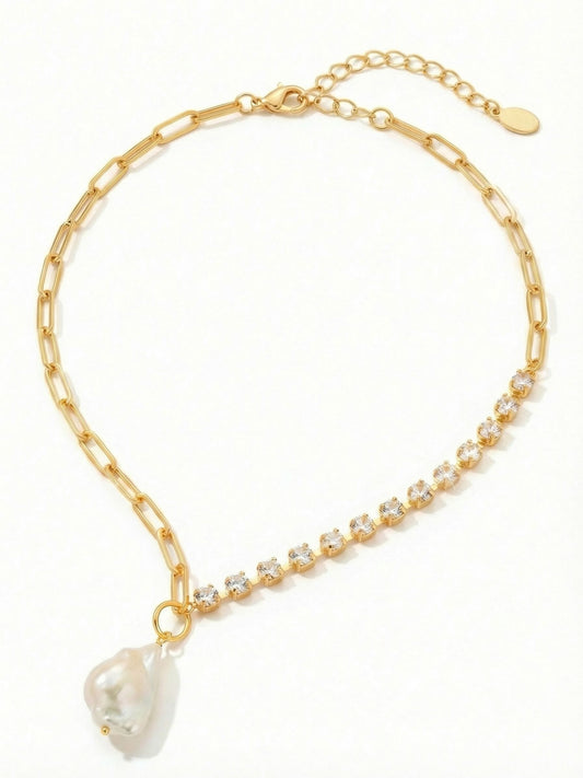 Sorrelli Modern Pearl Iris Asymmetrical Pendant Necklace