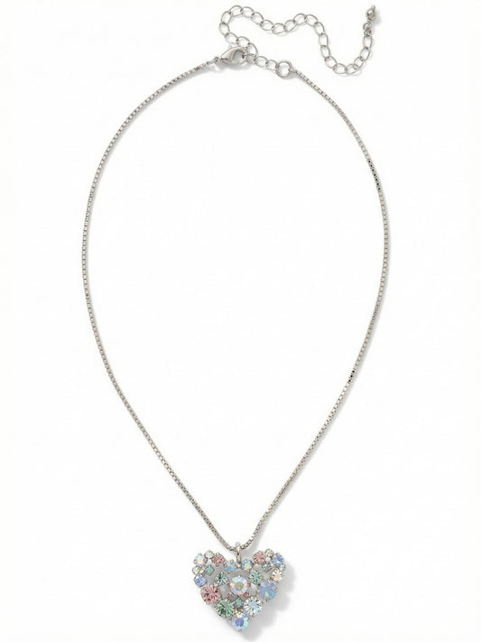 Sorrelli Rainbow Quartz Crystal Heart Pendant Necklace