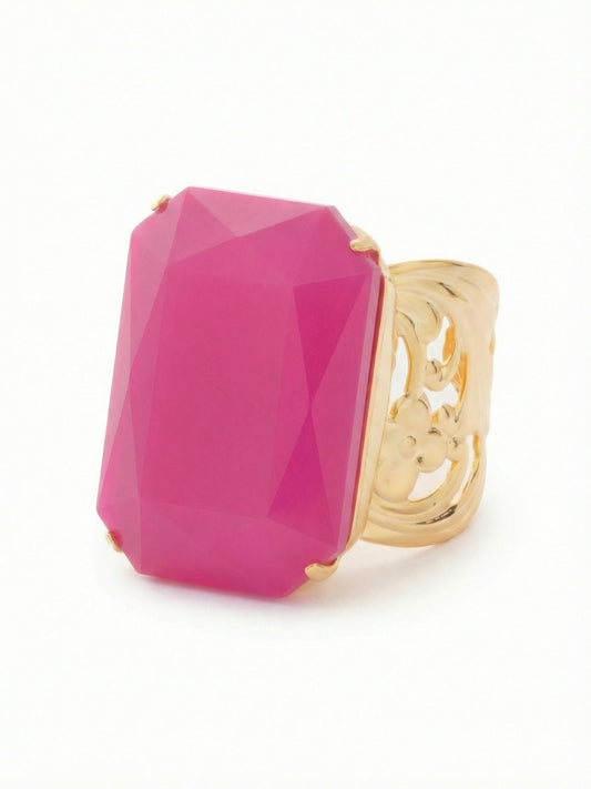 Sorrelli Peony Pink Lacquer Viretta Adjustable Cocktail Ring