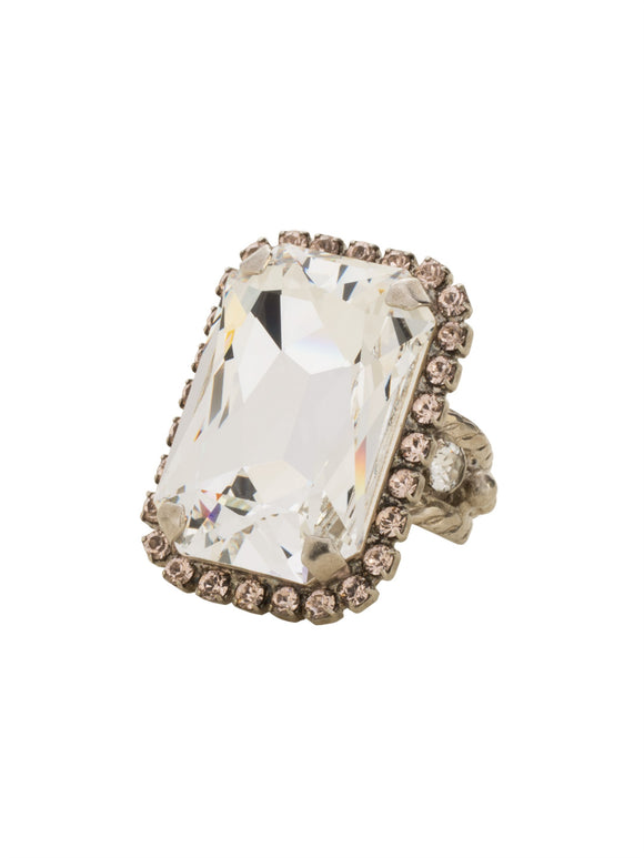 Sorrelli Snow Bunny Luxurious Emerald-Cut Cocktail Ring