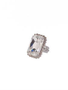 Sorrelli Snow Bunny Luxurious Emerald-Cut Cocktail Ring