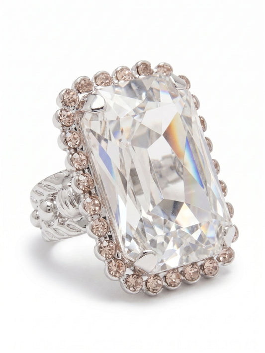 Sorrelli Snow Bunny Luxurious Emerald-Cut Cocktail Ring
