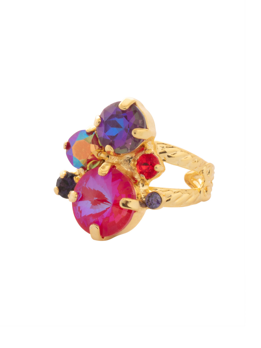 Sorrelli Red Velvet Crystal Assorted Rounds Stacked Ring