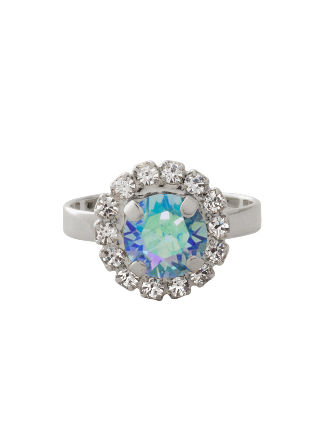 Sorrelli Aqua Aurora Borealis Haute Halo Cocktail Ring