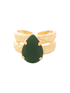 Sorrelli Palace Green Opal Pear Cut Crystal Cocktail Ring