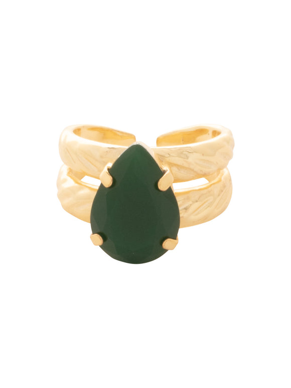 Sorrelli Palace Green Opal Pear Cut Crystal Cocktail Ring