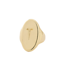 Sorrelli Bare Metallic "T" Signet Statement Ring