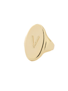 Sorrelli Bare Metallic "V" Signet Statement Ring