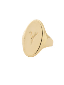 Sorrelli Bare Metallic "Y" Signet Statement Ring