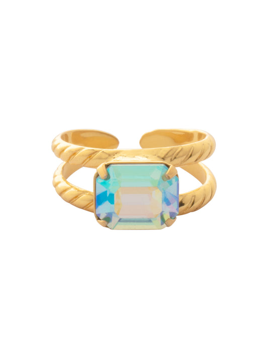 Sorrelli Aqua Aurora Borealis Octavia Adjustable Cocktail Ring