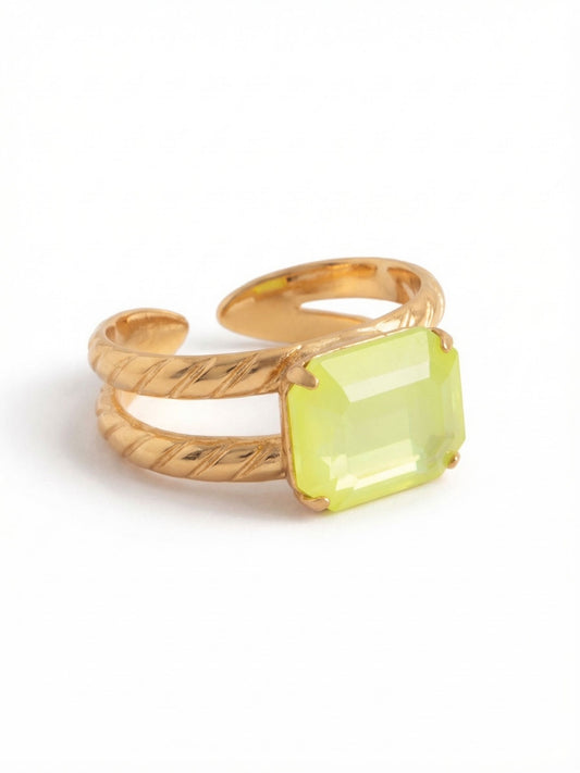 Sorrelli Electric Yellow Octavia Adjustable Cocktail Ring