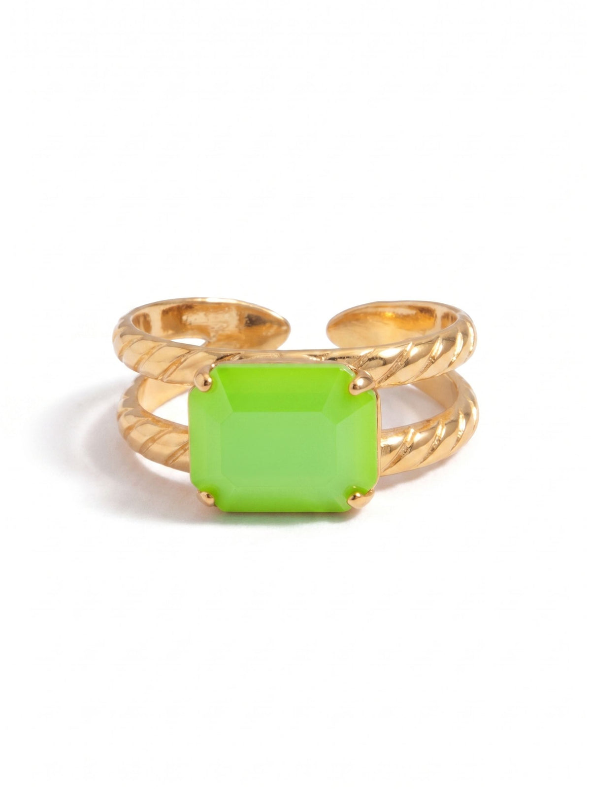 Sorrelli Electric Green Octavia Adjustable Cocktail Ring