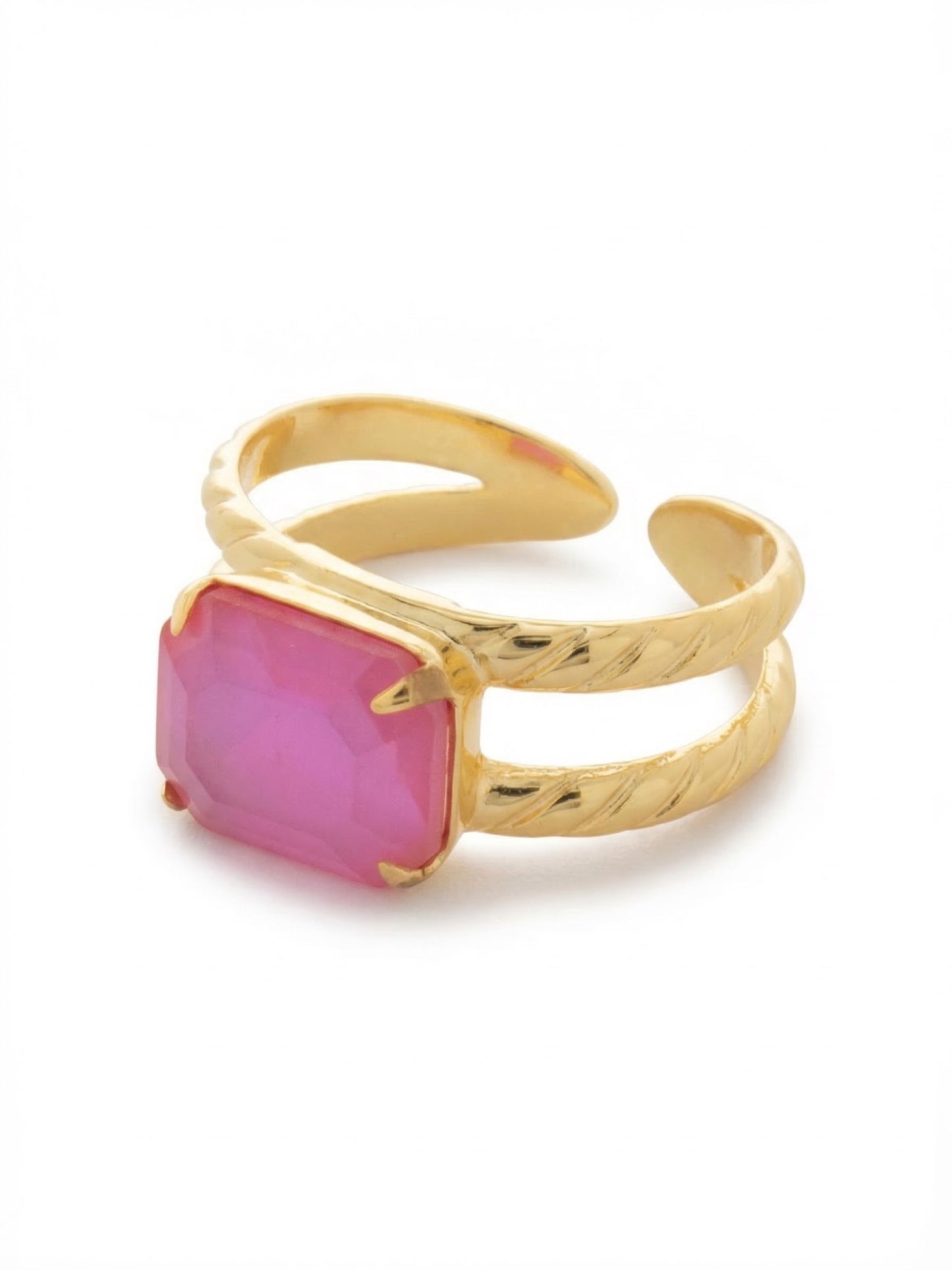 Sorrelli Peony Pink Lacquer Octavia Adjustable Cocktail Ring
