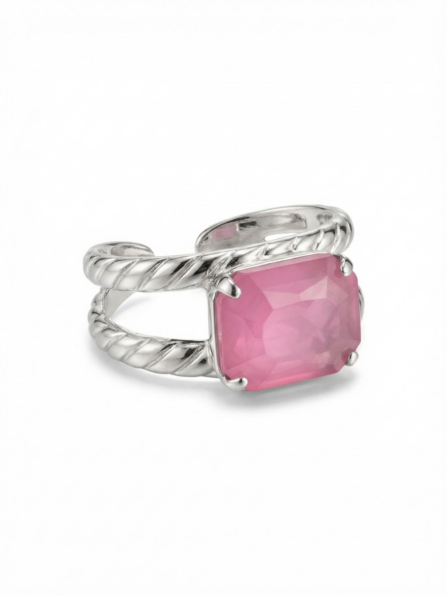 Sorrelli Peony Pink Lacquer Octavia Adjustable Cocktail Ring