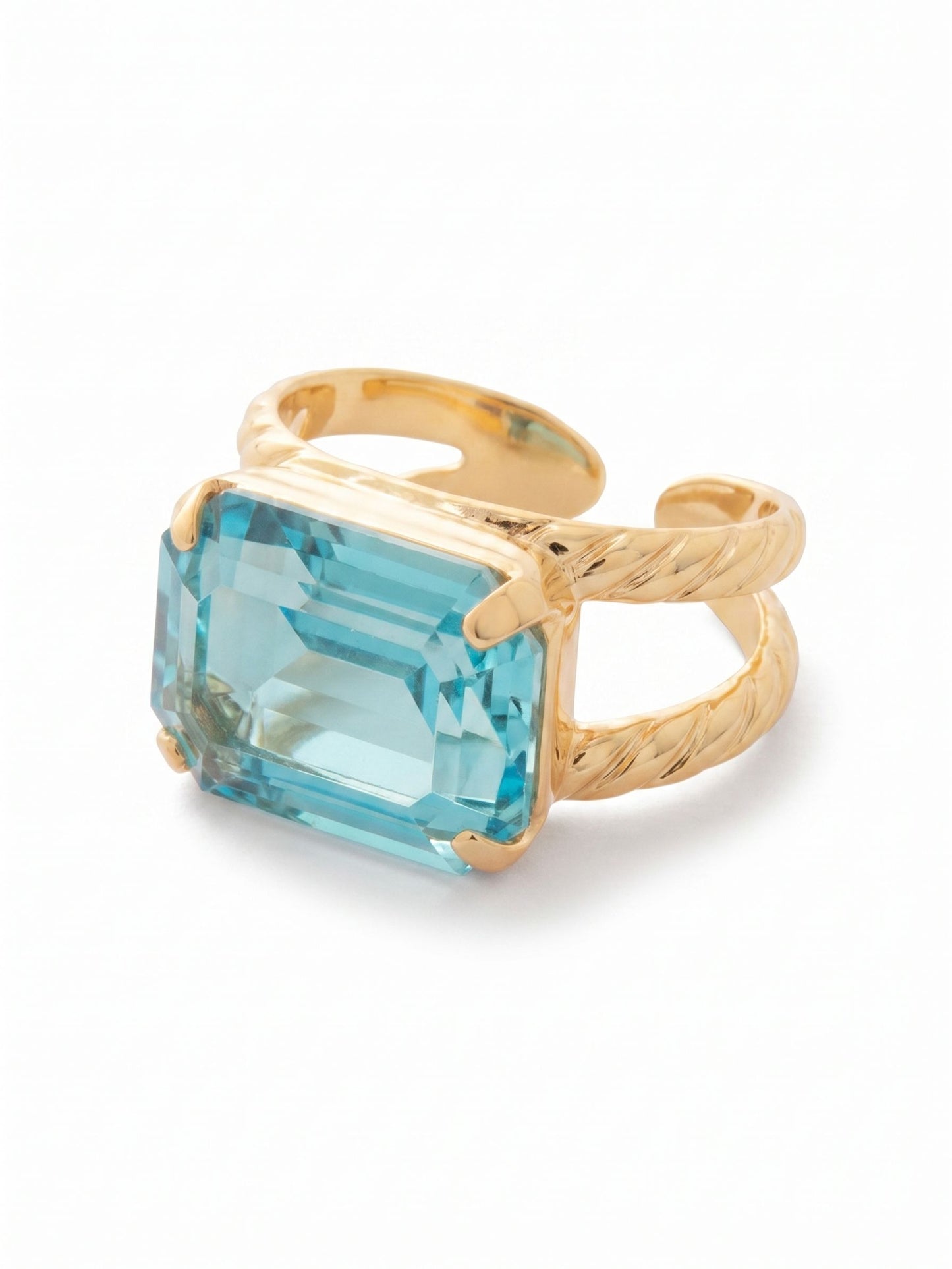 Sorrelli Aquamarine Emerald Cocktail Ring
