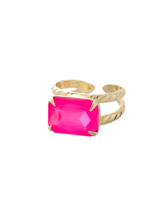 Sorrelli Electric Pink Emerald Cocktail Ring