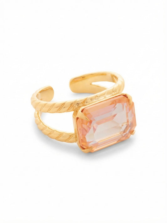 Sorrelli Peach Delite Emerald Cocktail Ring