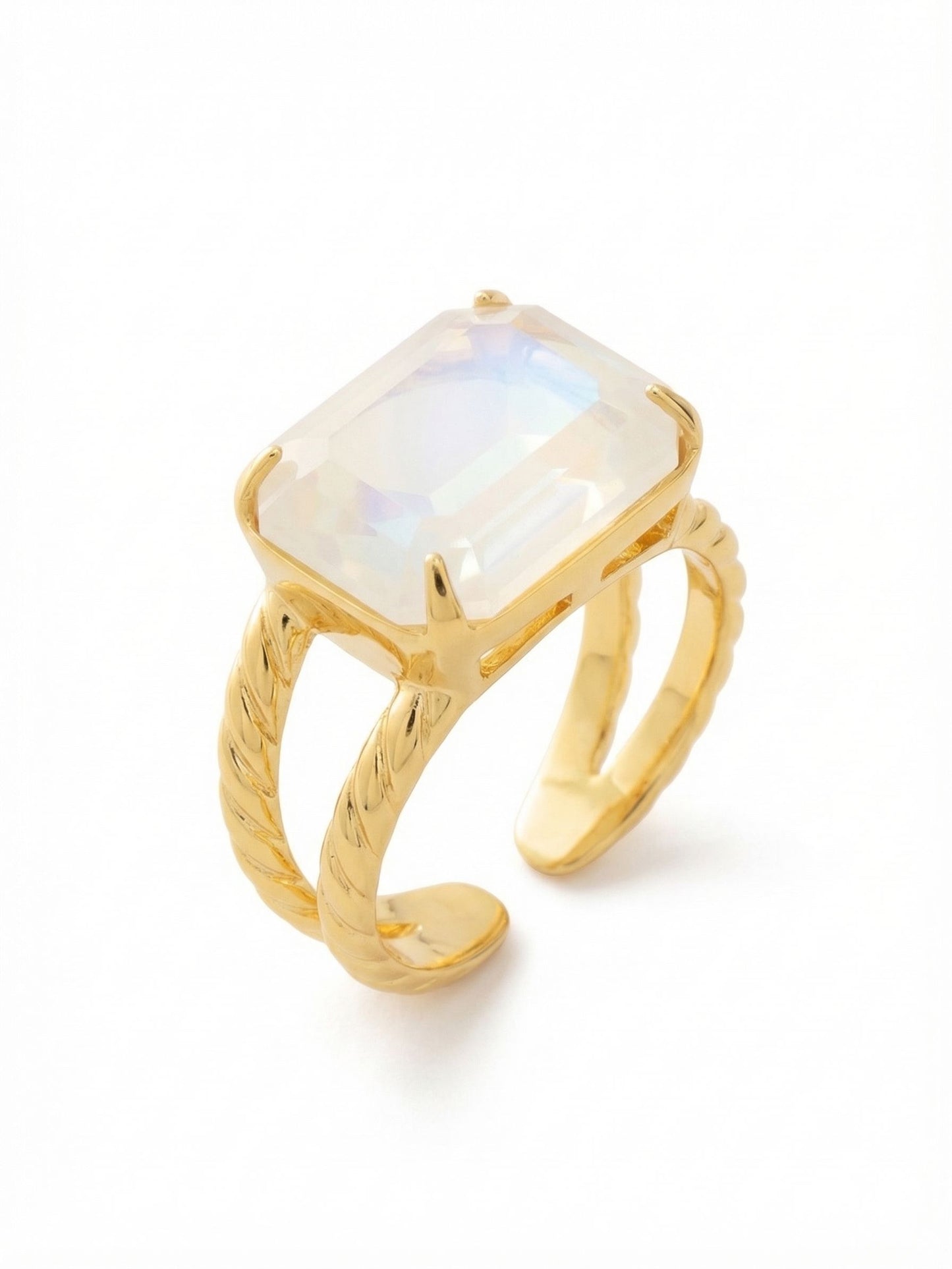 Sorrelli Ultra White Aurora Borealis Emerald Cocktail Ring