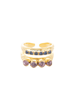 Sorrelli Berry Crush Crystal Studded Stacked Ring