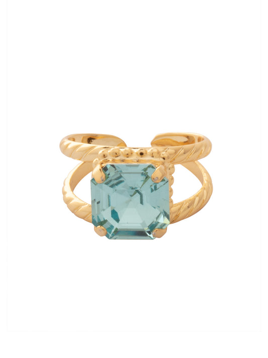Sorrelli Aquamarine Izzy Adjustable Cocktail Ring