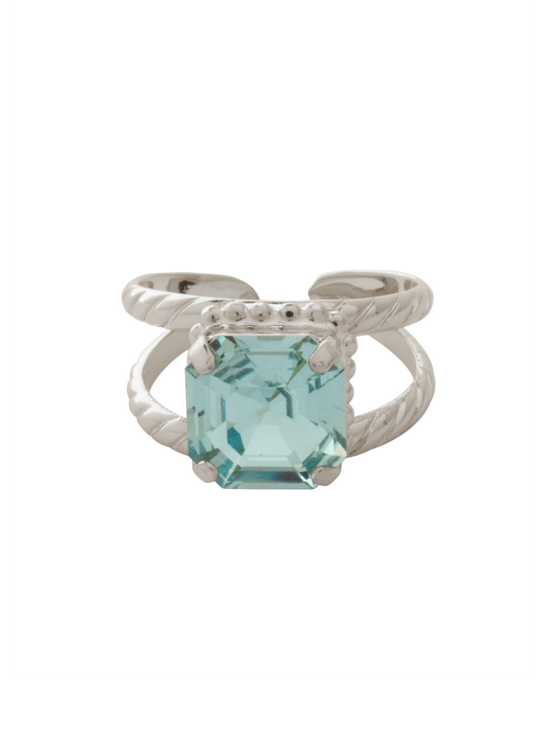 Sorrelli Aquamarine Izzy Adjustable Cocktail Ring