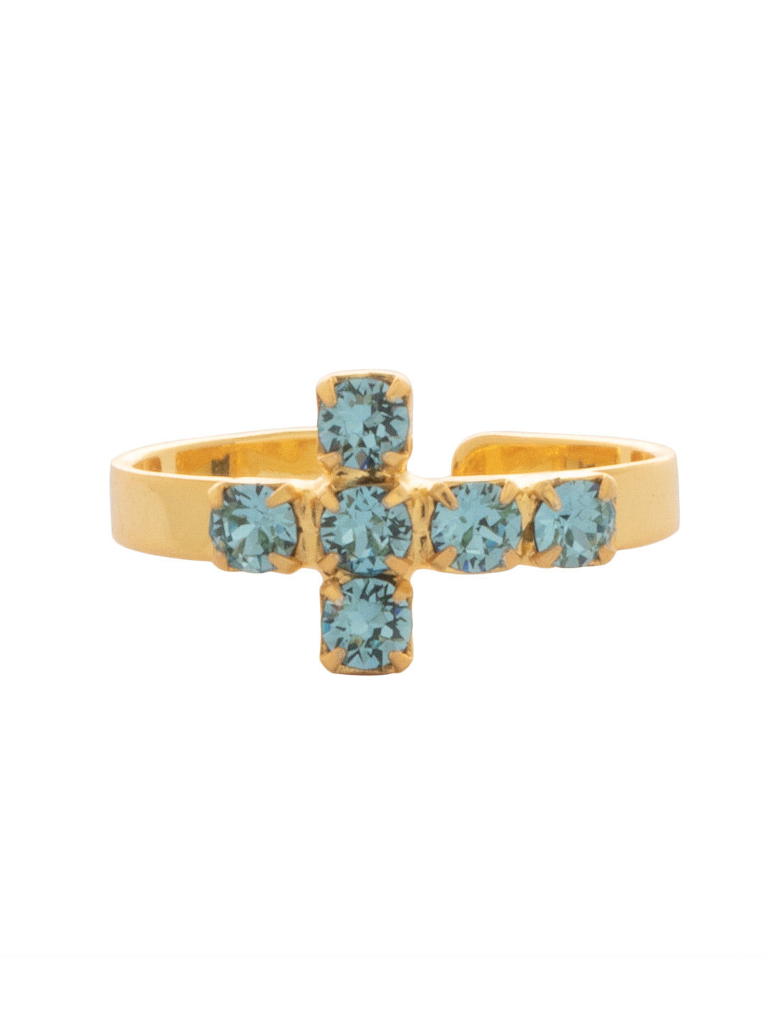 Sorrelli Aquamarine Carly Cross Band Ring