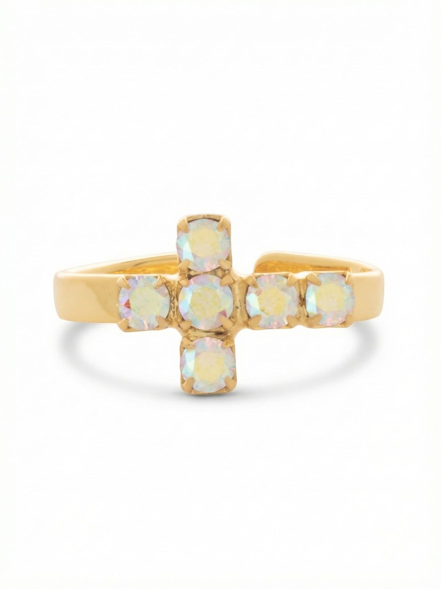 Sorrelli Crystal Aurora Borealis Carly Cross Band Ring