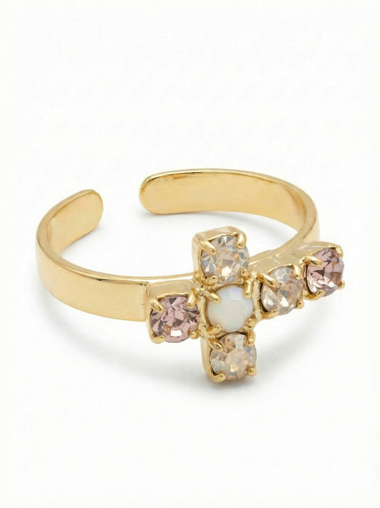Sorrelli Golden Goddess Carly Cross Band Ring