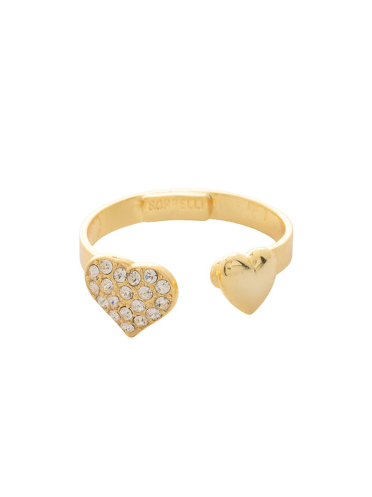 Sorrelli Crystal Open Heart Adjustable Band Ring