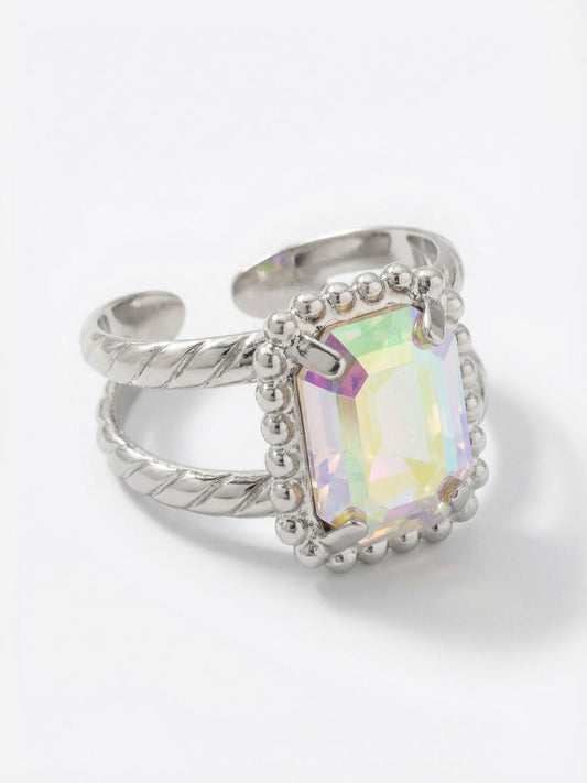 Sorrelli Crystal Aurora Borealis Octavia Scalloped Stacked Ring
