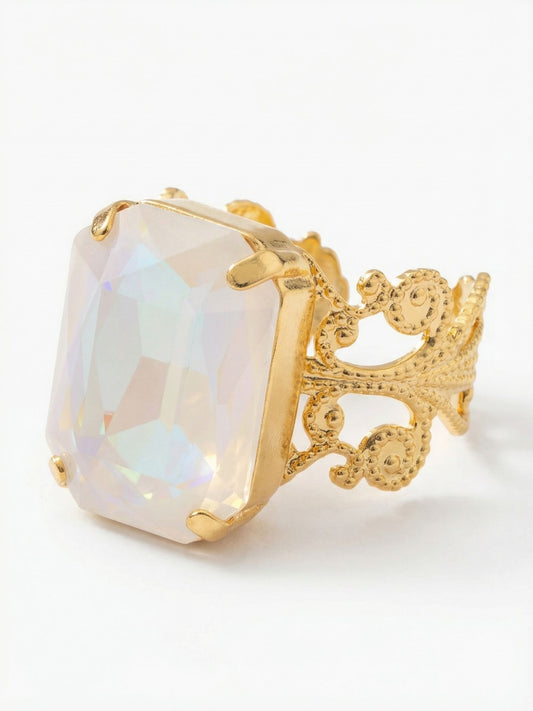 Sorrelli Ultra White Aurora Borealis Brynn Cocktail Ring