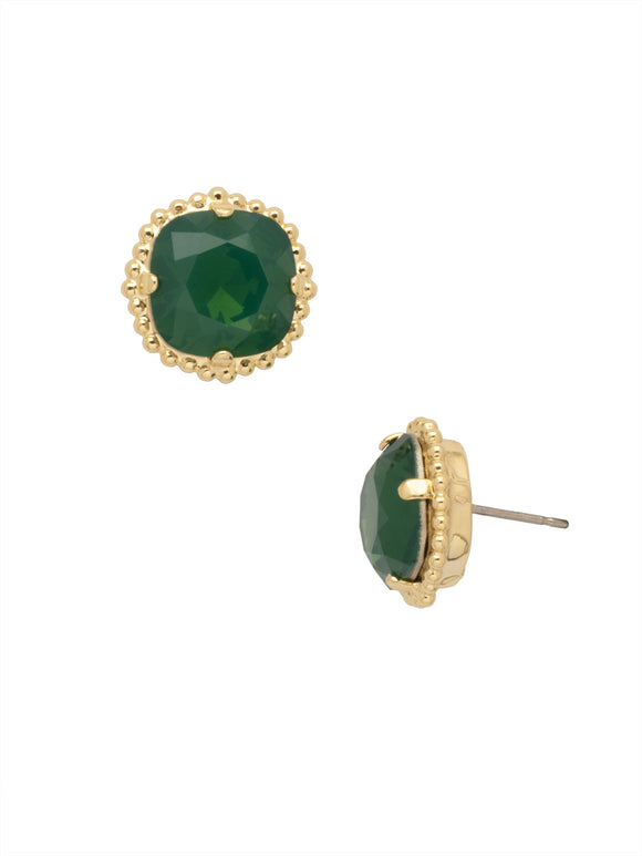 Sorrelli Palace Green Opal Cushion-Cut Solitaire Stud Earrings