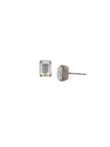 Sorrelli White Bridal Mini Emerald Cut Stud Earrings