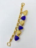 Chanel Gold Lapis Vintage Charm Bracelet