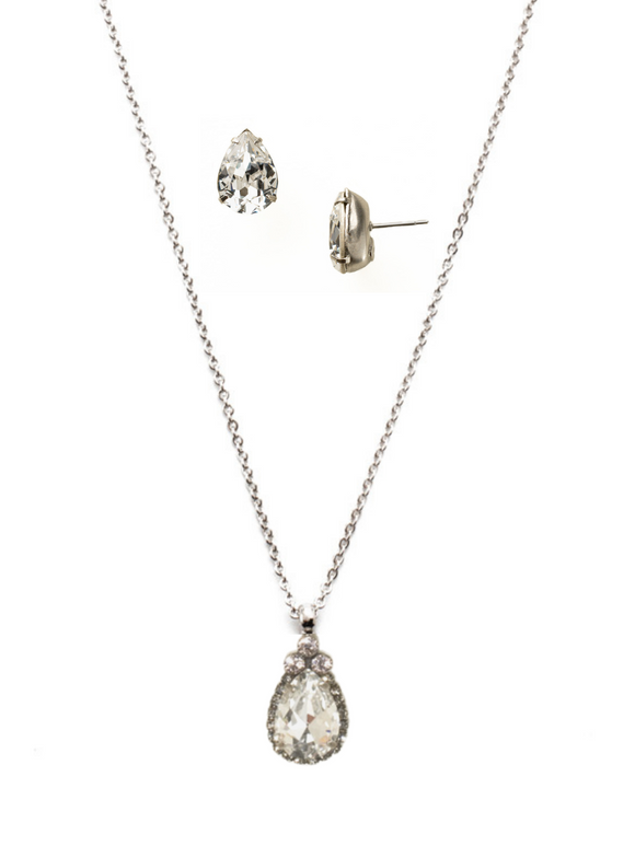 Snow Bunny Teardrop Pendant Necklace & Earring Set NCM19