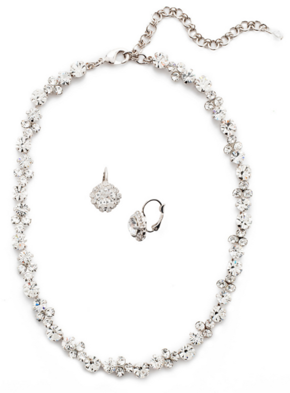 Rhodium Crystal Wisteria Classic Necklace & Earring Set NDQ36