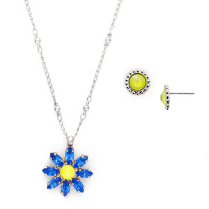 Sorrelli Blue Poppy 	Celestina Flower Pendant Set