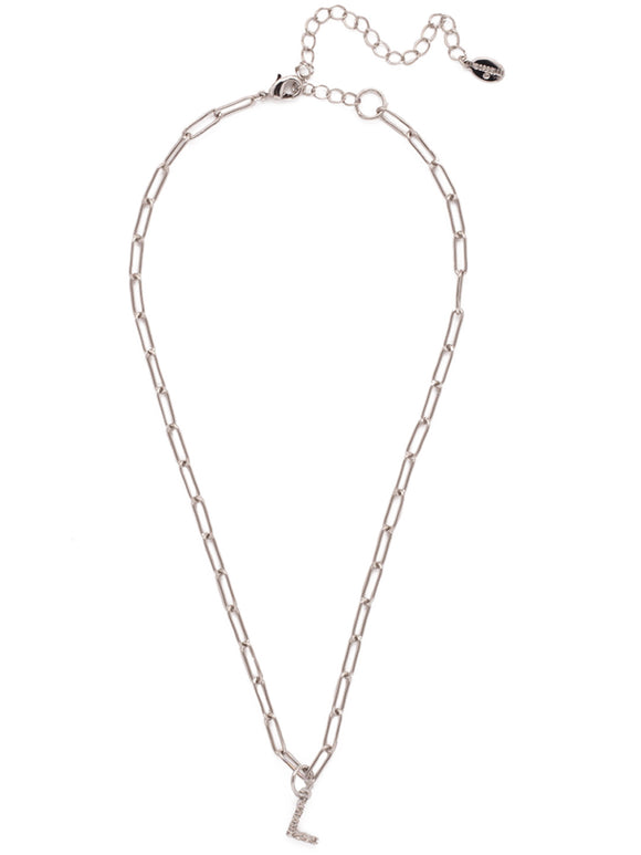 Sorrelli CRY L Initial Paperclip Pendant Necklace