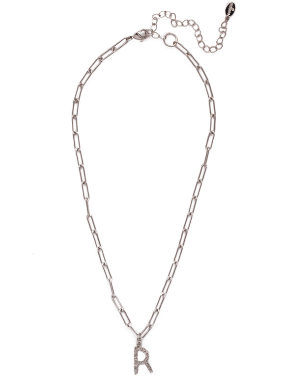 Sorrelli CRY R Initial Paperclip Pendant Necklace