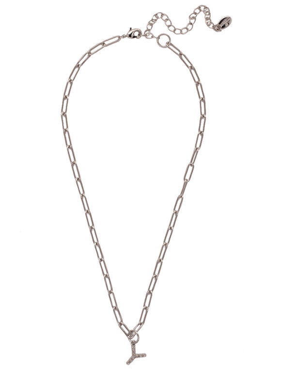 Sorrelli CRY Y Initial Paperclip Pendant Necklace