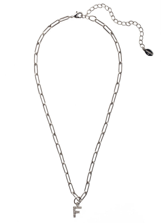 Sorrelli CRY F Initial Paperclip Pendant Necklace