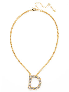 Sorrelli Crystal D Initial Rope Pendant Necklace