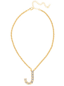 Sorrelli Crystal J Initial Rope Pendant Necklace