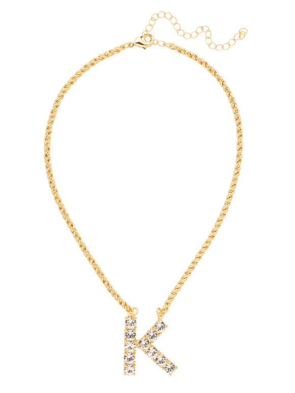 Sorrelli Crystal K Initial Rope Pendant Necklace
