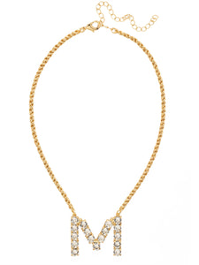 Sorrelli Crystal M Initial Rope Pendant Necklace