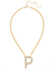 Sorrelli Crystal P Initial Rope Pendant Necklace