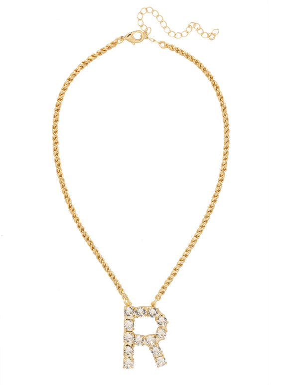 Sorrelli Crystal R Initial Rope Pendant Necklace
