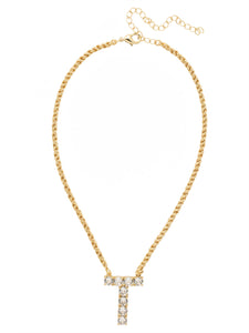 Sorrelli Crystal T Initial Rope Pendant Necklace